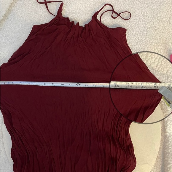Wine Color Bodycon Crushed Fabric Maxi Dress | Size 12 - Picture 11 of 12